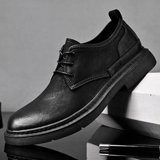 Men's Four Sewing Line Large Size Rubber Leather Shoes