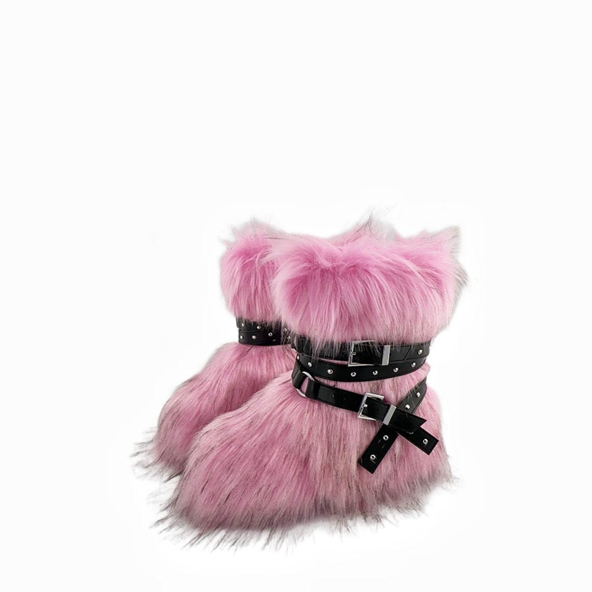 Large Size Flat Bottom Rivet Fried Street Fur Snow Boots