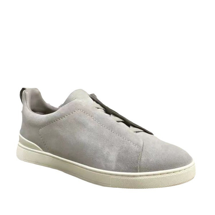 Men's Round Head Black Slip-on Breathable Lightweight Sneakers
