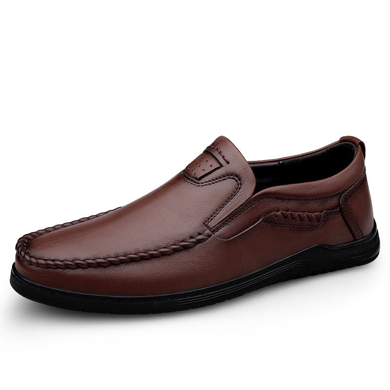 Men's First Layer Cowhide Soft Breathable Slip-on Leather Shoes