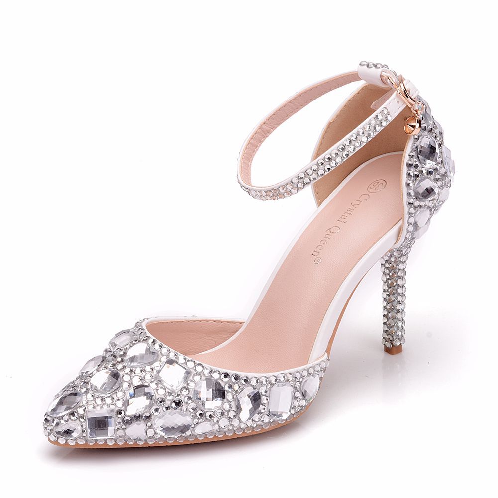 Size Rhinestone Wedding Stiletto Pointed Dinner Sandals