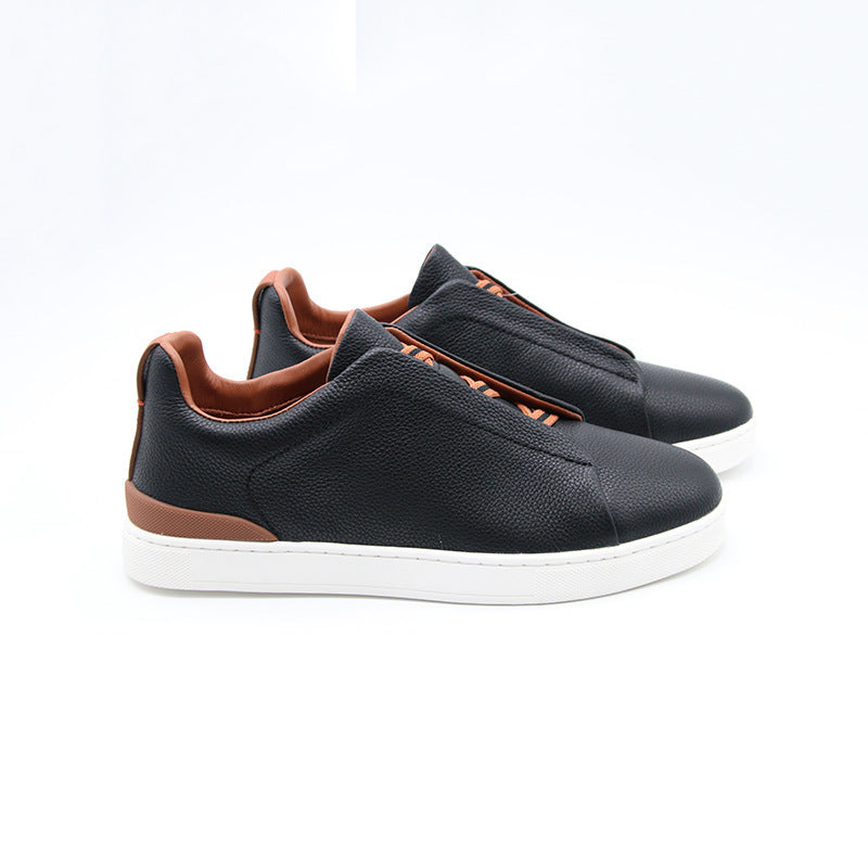 Men's Cowhide Board Lightweight Low Top Breathable Versatile Men's Shoes