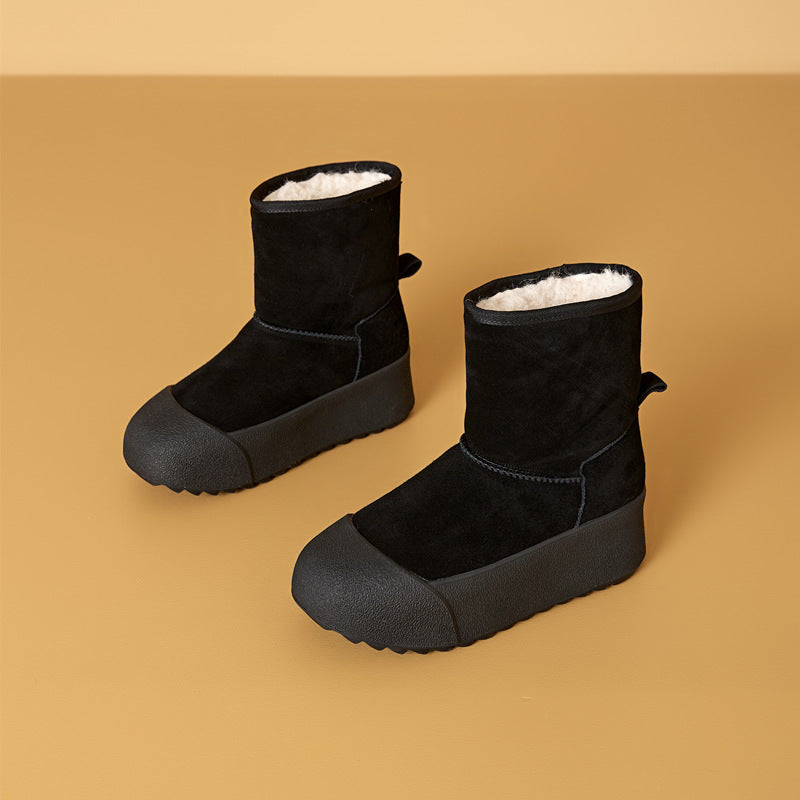 Women's Insole Wool Platform Winter Fleece-lined Thickened Northeast Snow Boots
