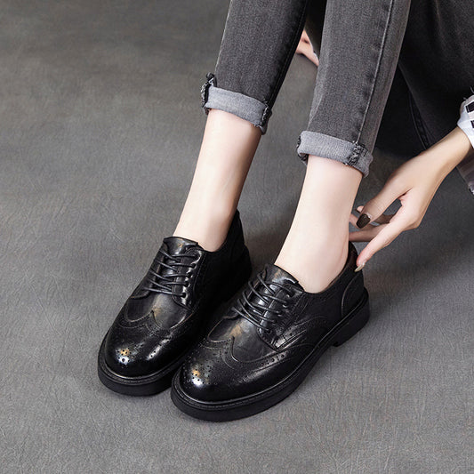 Women's Layer Cowhide Spring Genuine Soft Bottom Surface Loafers