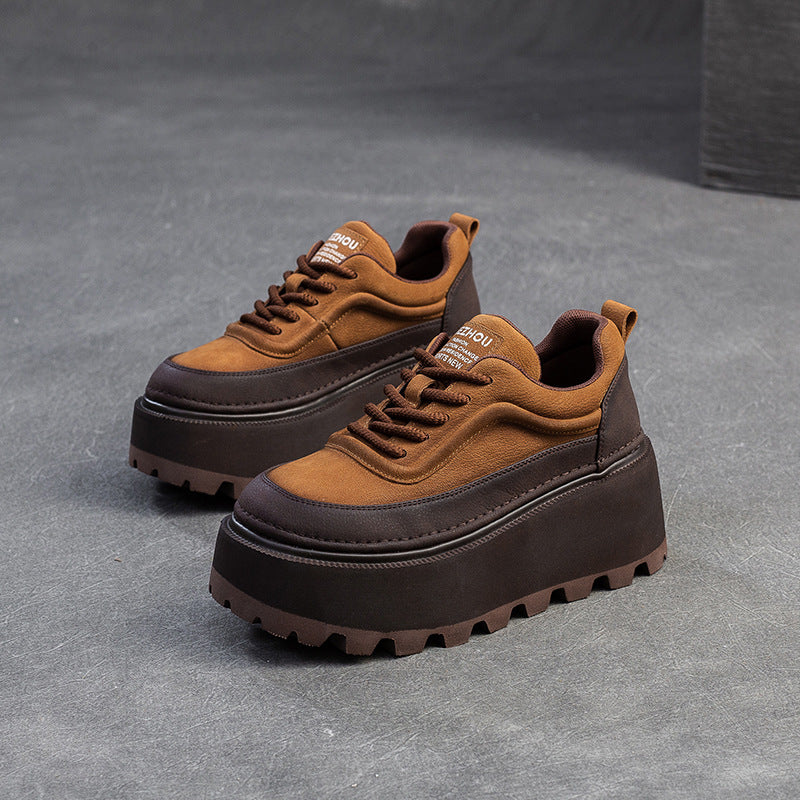 Women's Small Height Increased Retro British Style Casual Shoes