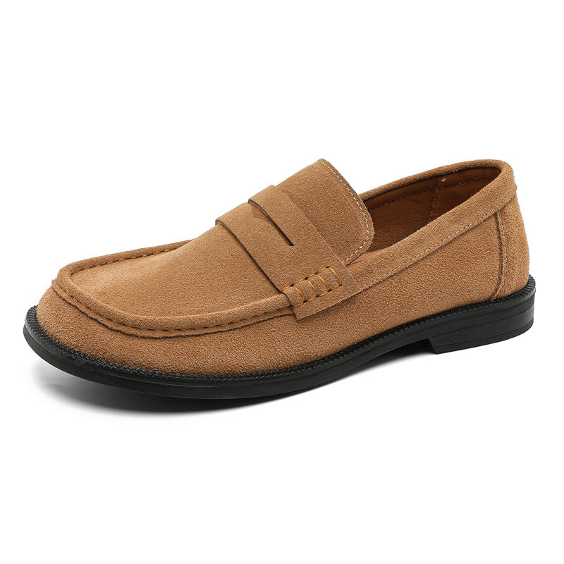 Retro Design High-grade Black Khaki Beige Leather Shoes