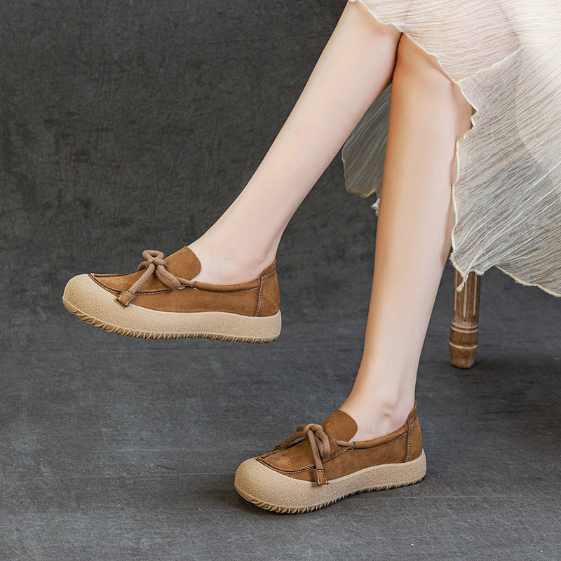 Women's Layer Cowhide Soft Bottom Surface Handmade Women's Casual Shoes