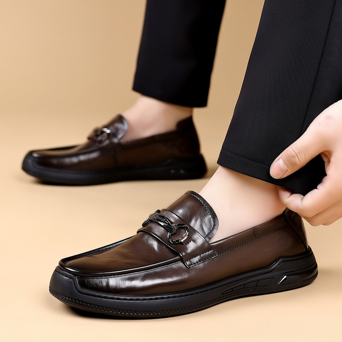 Men's Business Trendy Soft Bottom Surface Driving Slip-on Men's Casual Leather Shoes