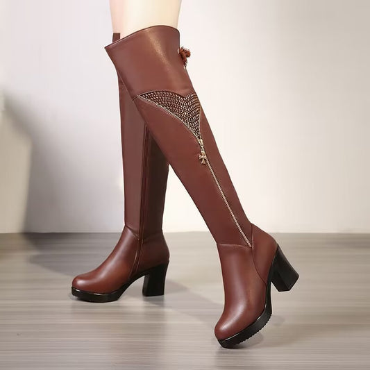 Women's Thick Below The Knees Long Genuine Tube Warm Women's Shoes