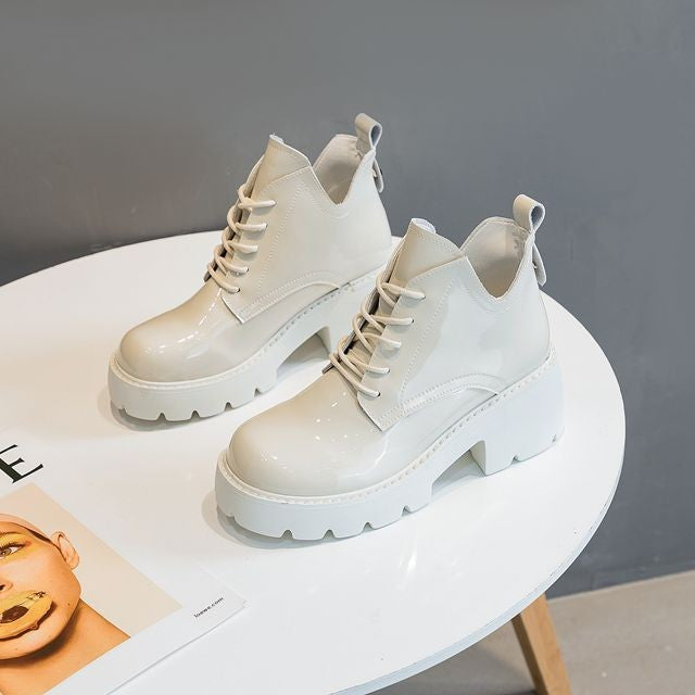 Women's Chunky Platform Height Increasing British Style Martin Versatile Boots