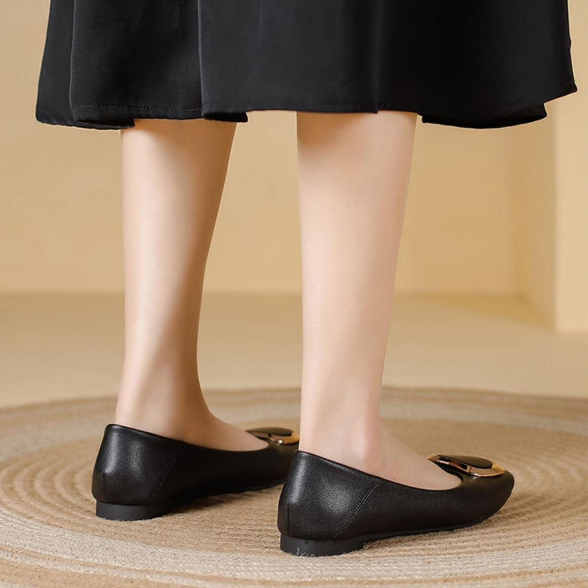 Women's Cowhide Version Flat Low-cut Authentic Pumps Soft Women's Fashion Shoes