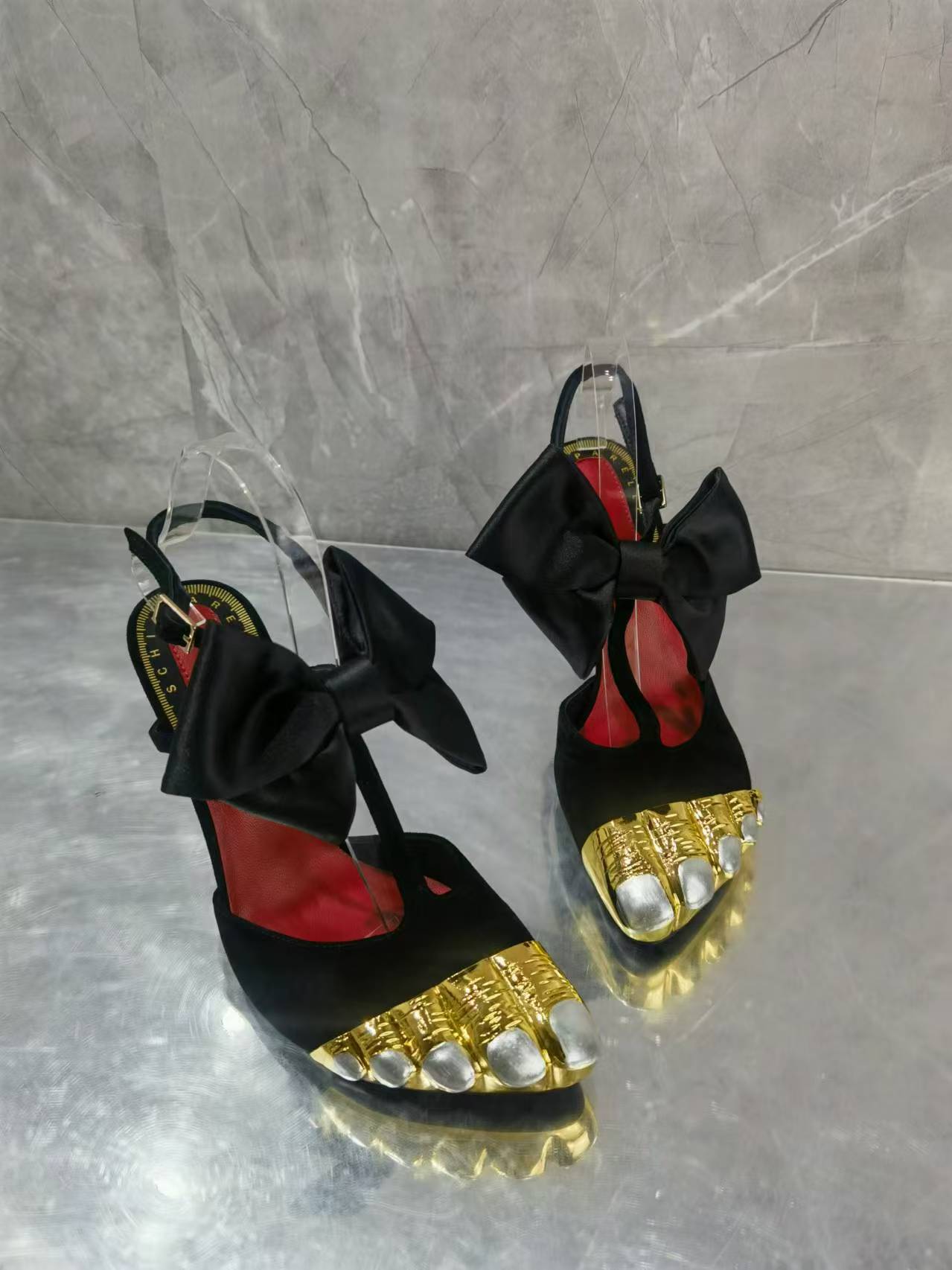 Women's Sheepskin Version French Style Gold Toe Authentic Heels