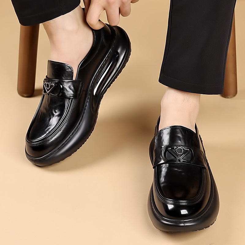 Men's Layer Cowhide Walking Genuine Business Breathable Trendy Casual Shoes