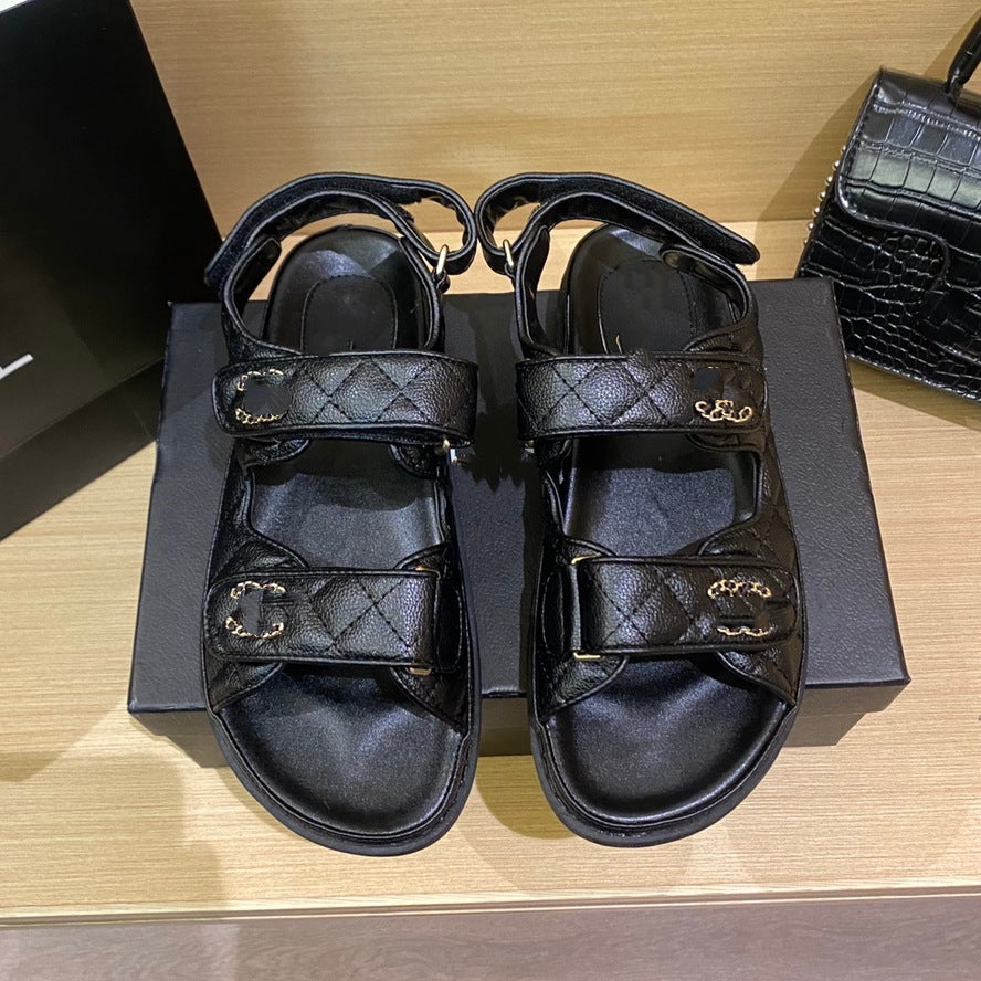 Women's Style Correct Logo Velcro Platform Retro Gel Beach Sandals