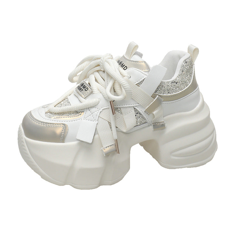 Sequin Sweet Dad Platform Height Increasing Small Casual Shoes