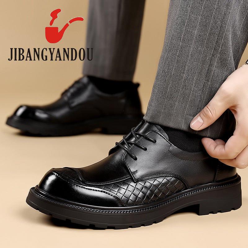 First Layer Pure Cattlehide Big Head Men's Casual Leather Shoes