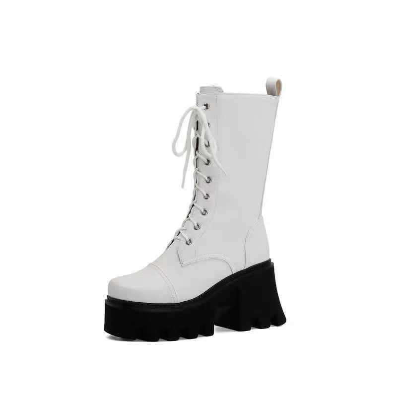 Women's Platform High Wedge Fashion White Boots