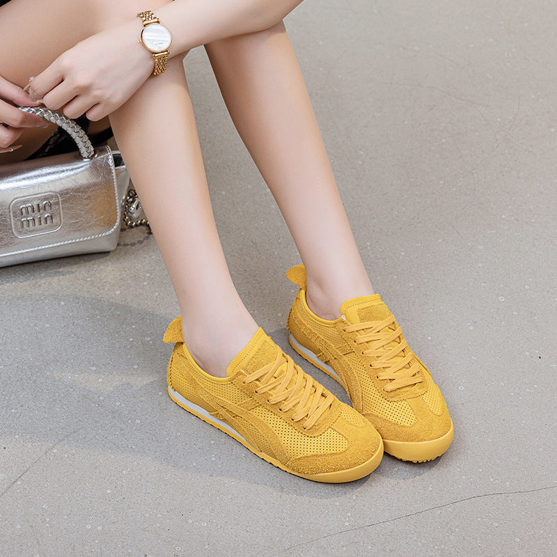 Women's Layer Cowhide Breathable German Training White Soft Comfort Sneakers