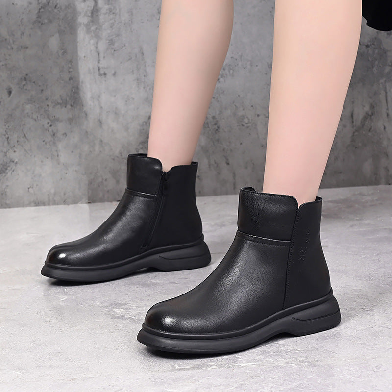 Women's Layer Cowhide Thickened Wool Mother Fur Integrated Snow Boots