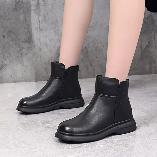 Women's Layer Cowhide Thickened Wool Mother Fur Integrated Snow Boots