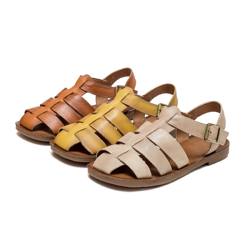 Women's & Men's Flat Low Top Retro Brushed Roman Sandals