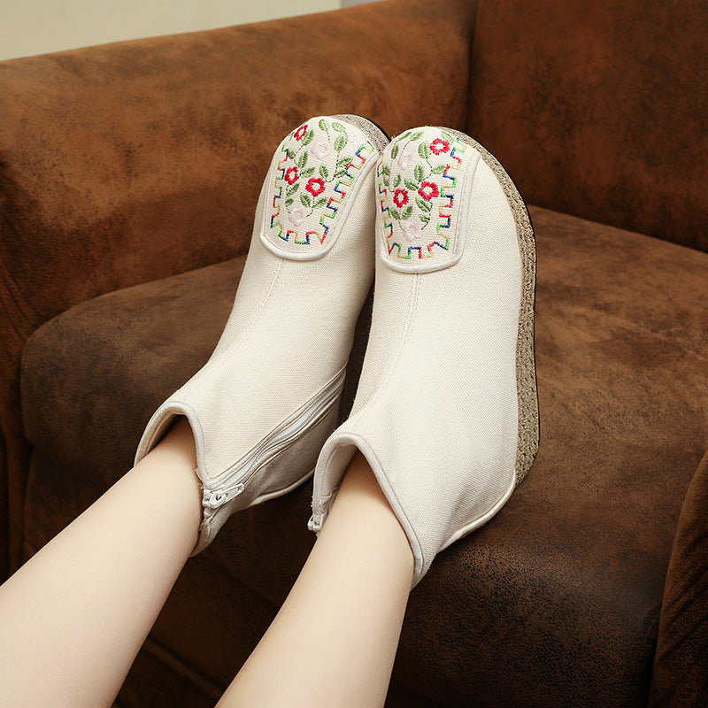 Women's Ethnic Style Fleece-lined Cotton Plain Ancient National Fashion Embroidery Women's Shoes