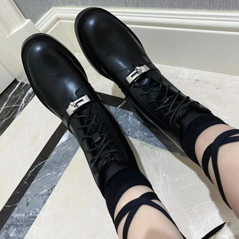 Women's Toe Sier Lock Chunky Martin Raise Boots