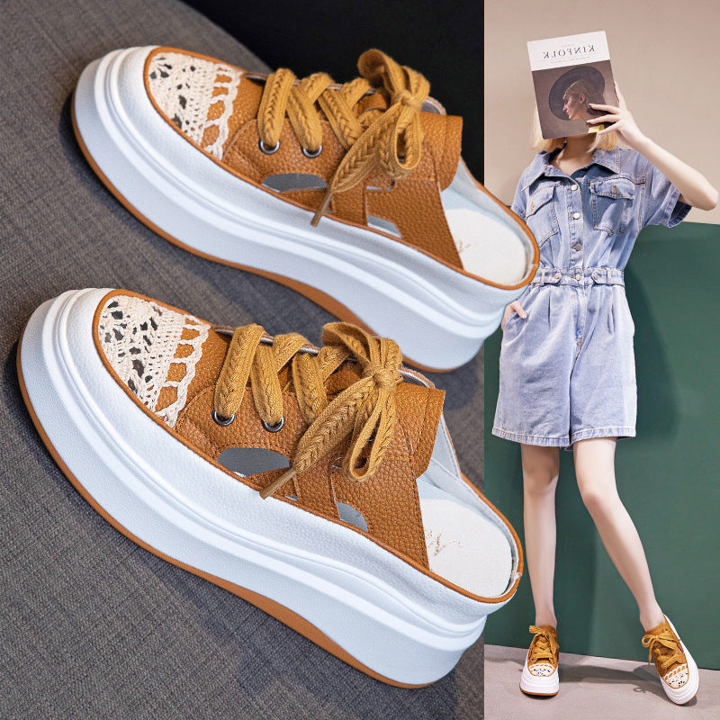 Women's Height Increasing Insole Thickness White Wedge Sandals