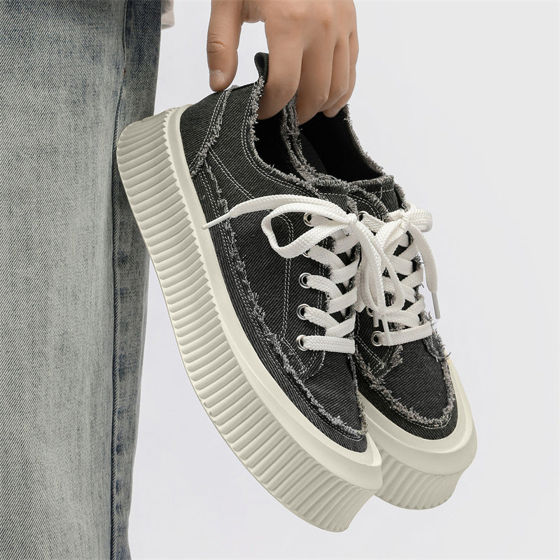 Men's Fashion Low Top Breathable Lightweight Platform Canvas Shoes