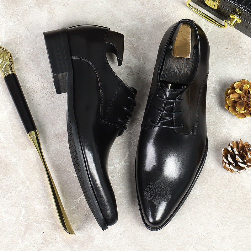 Men's Dress Business Retro Cowhide Green Wedding Leather Shoes