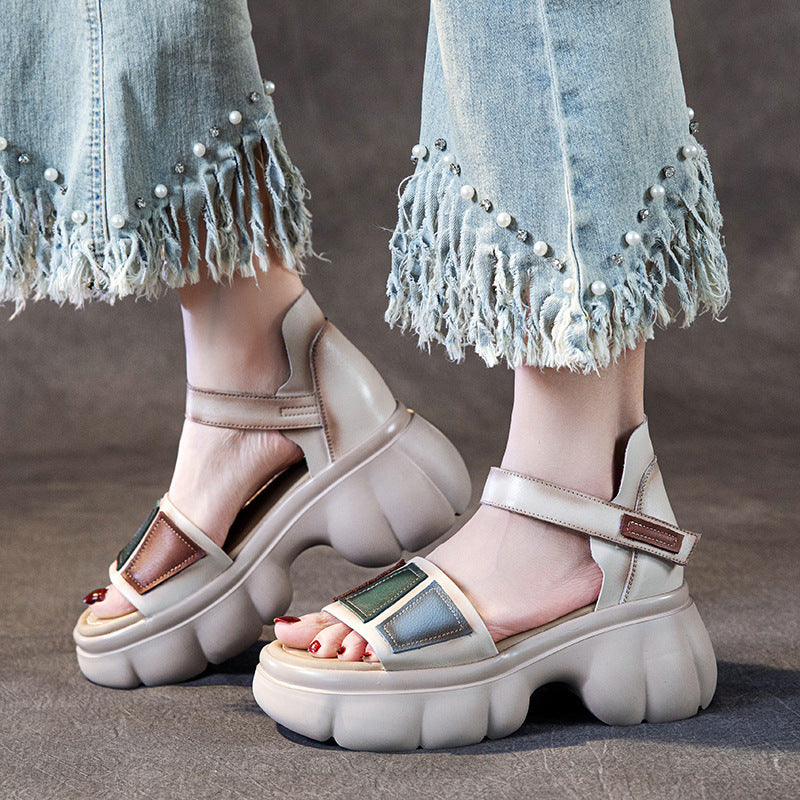 Women's First Layer Cowhide Summer Breathable Hollow Sandals