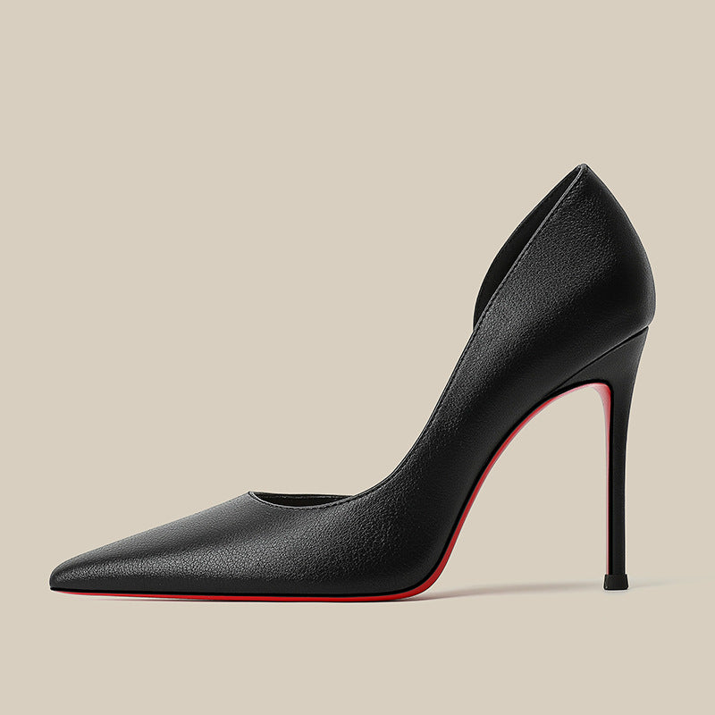 Nude High Female Summer French Side Empty Pointed Toe Women's Fashion Shoes
