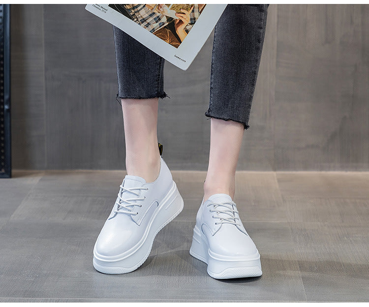Women's Platform Muffin Height Increasing Insole Solid Color Red Single Tide Women's Casual Shoes