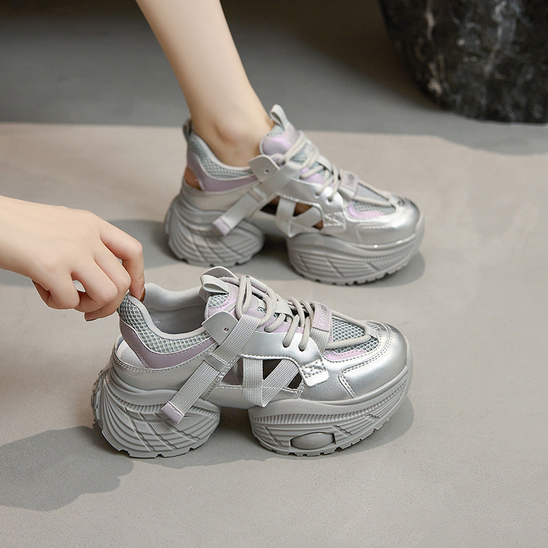 Women's Sier Fashion Clunky Height Increasing Lightweight Sneakers