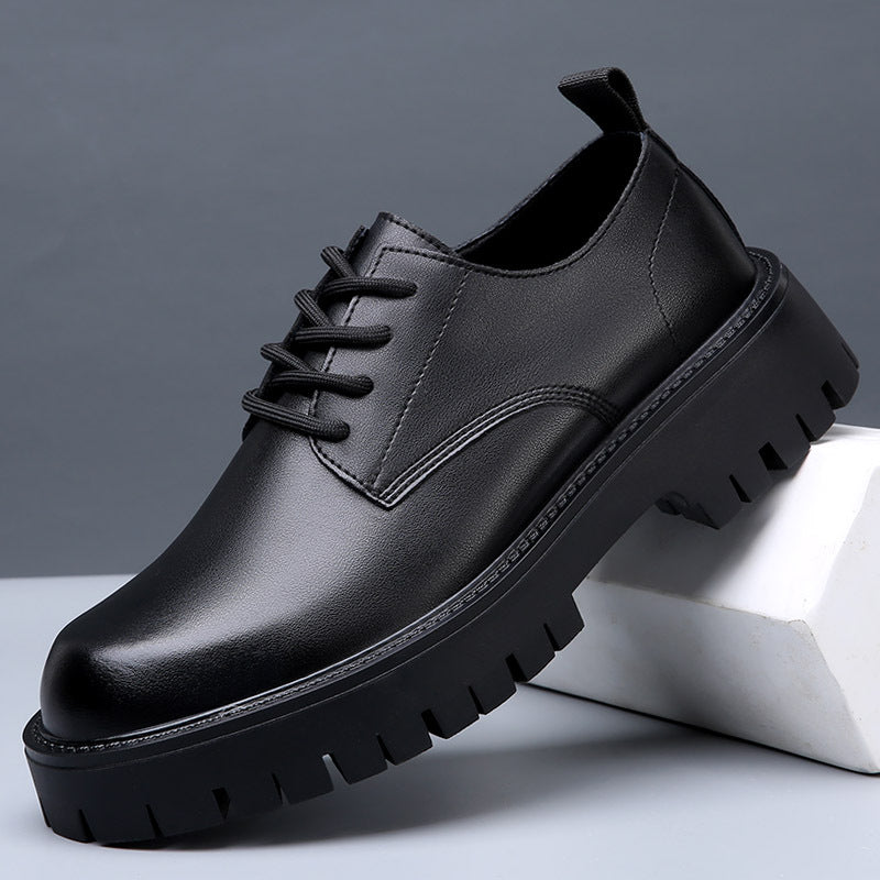 Men's Toe Invisible Elevated British Martin Breathable Green Leather Shoes