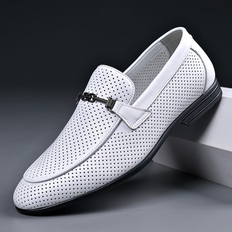 Men's Genuine Summer Mesh Breathable Business Classic Leather Shoes