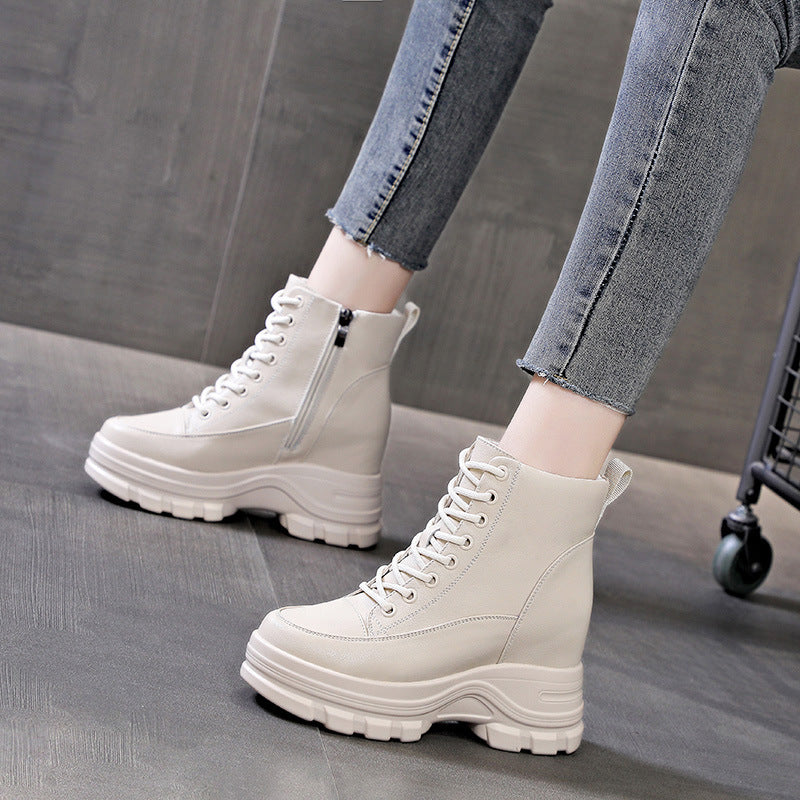 Women's Height Increasing Insole Thick-soled British Style Martin Women's Casual Shoes