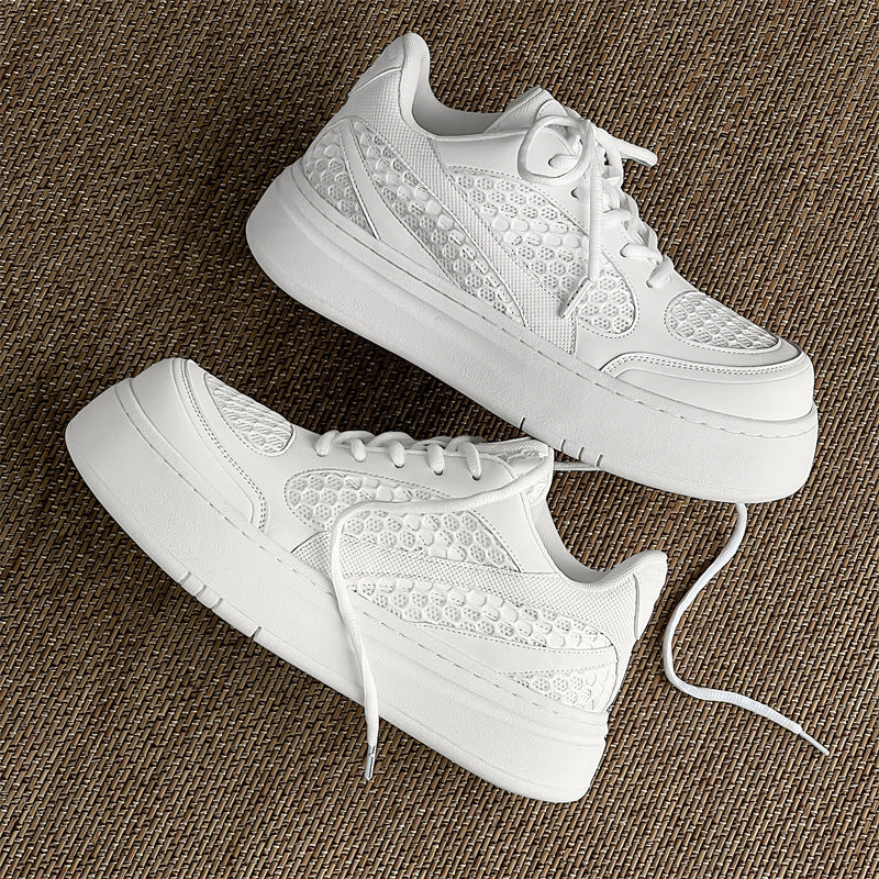 Women's & Men's Breathable Mesh Platform Height Increasing Bread Sneakers