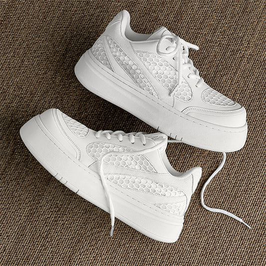 Women's & Men's Breathable Mesh Platform Height Increasing Bread Sneakers