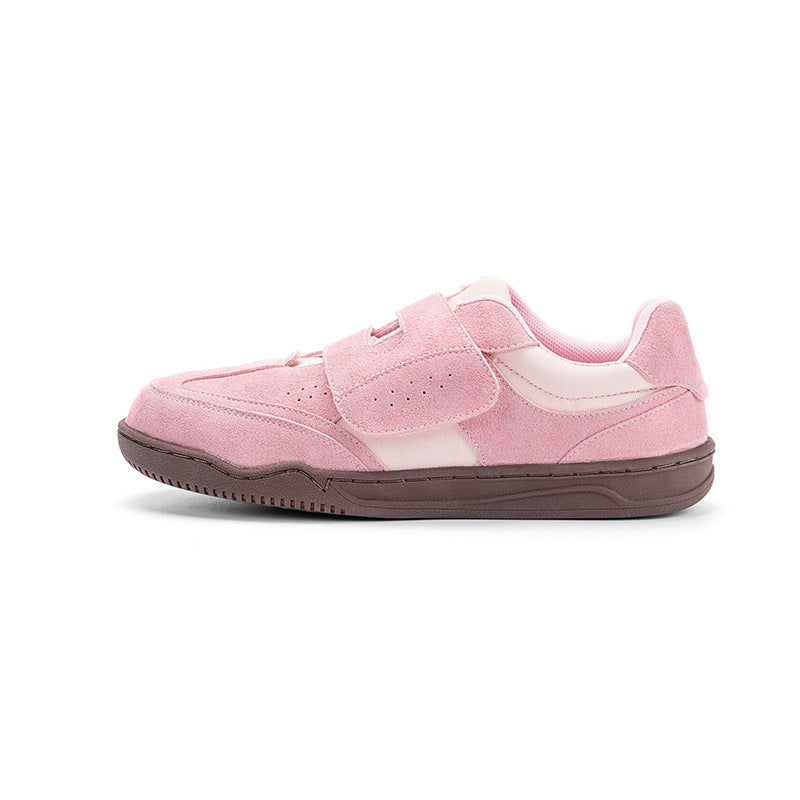 Women's Round Toe Velcro Niche Flat White Casual Shoes