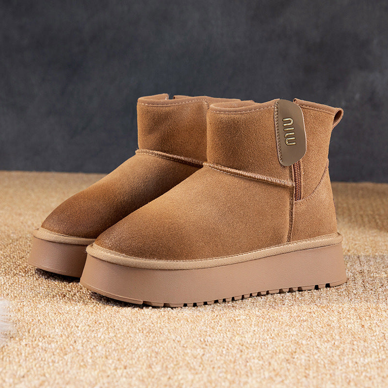 Women's Genuine Height Increasing Insole High Small Snow Boots