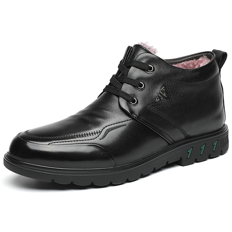 Men's Winter First Layer Cowhide Cotton Thickened Real Men's Shoes