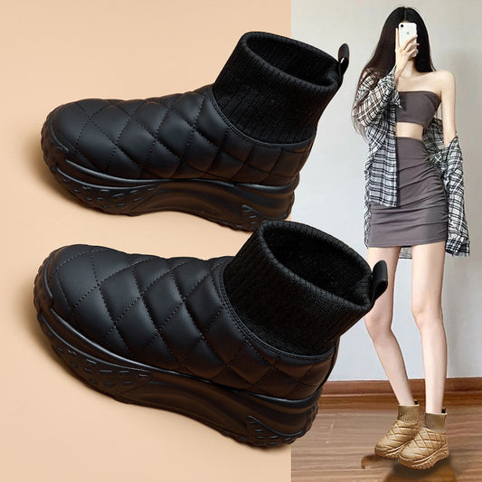 Women's Winter Veet Warm Cotton Platform Elevator Snow Boots