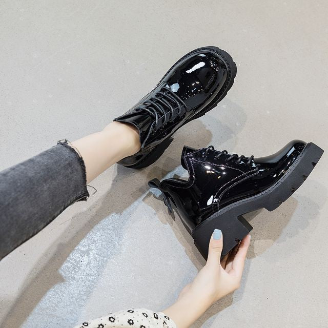 Women's Chunky Platform Height Increasing British Style Martin Versatile Boots