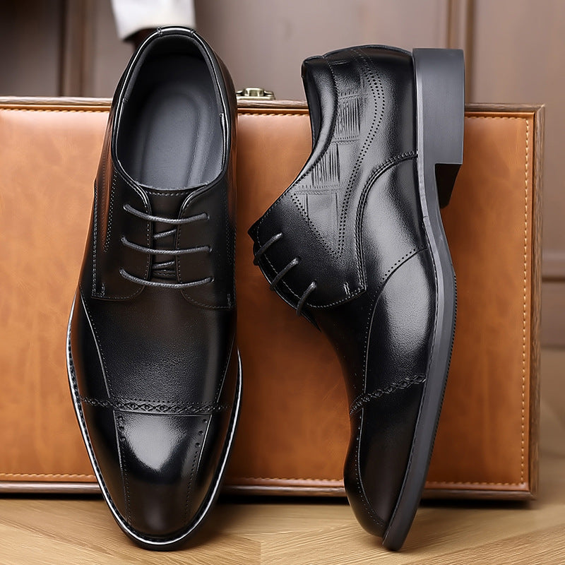 Men's Formal Gentleman British Carved Wedding Suit Men's Business Leather Shoes