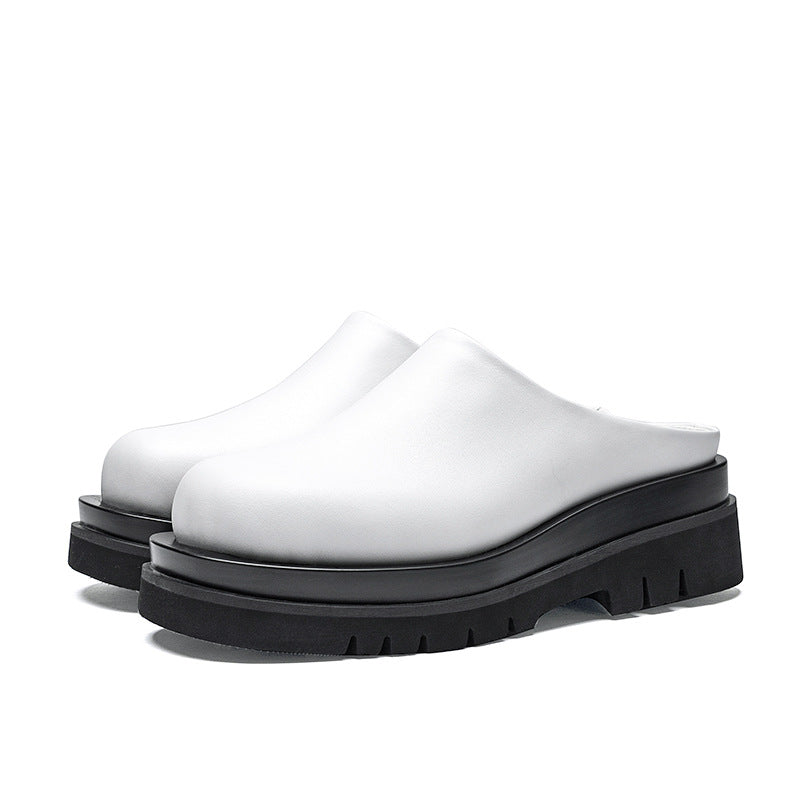 Men's Thick Bottom Toe Cap Half Genuine Sandals