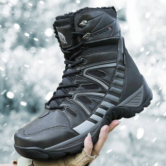 Men's Plus Size Fashion Outdoor Fleece-lined Warm Combat Snow Boots