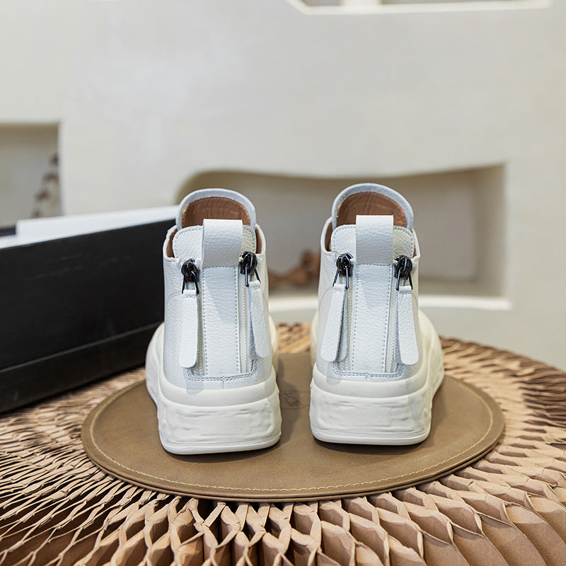 Women's Korean Style Versatile Back Double Zipper Sneakers
