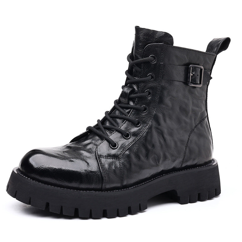 Men's Sheepskin Martin Cotton Genuine Motorcycle Fleece-lined Boots