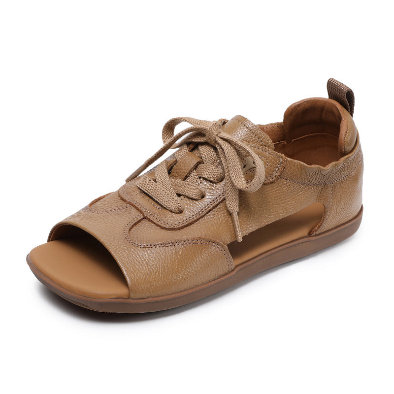 Women's Genuine Summer Retro Dress Flat Soft Bottom Sandals